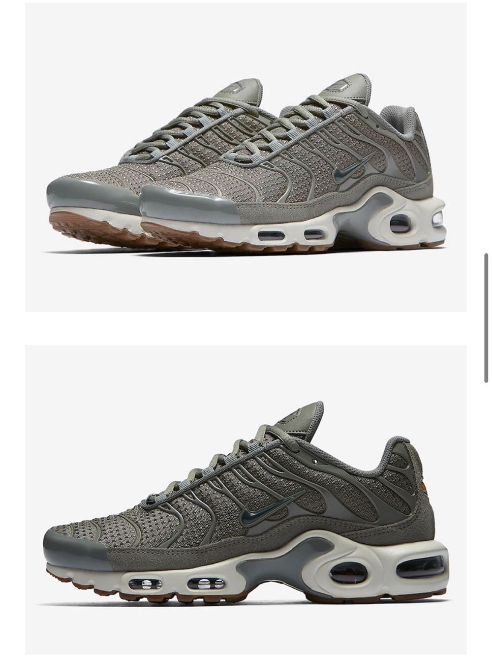 Nike Air Max Plus TN Olive/White with Gum Outsole. Excellent condition
